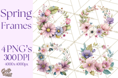 Spring Floral Frames and Borders PNG, Pastel Flower Clipart Product Image 1