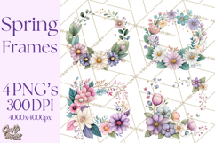 Spring Floral Frames and Borders PNG, Pastel Flower Clipart Product Image 1