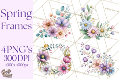 Spring Floral Frames and Borders PNG, Pastel Flower Clipart Product Image 1