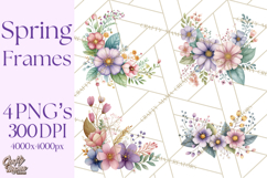 Spring Floral Frames and Borders PNG, Pastel Flower Clipart Product Image 1
