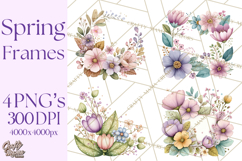 Spring Floral Frames and Borders PNG, Pastel Flower Clipart Product Image 1