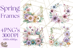 Spring Floral Frames and Borders PNG, Pastel Flower Clipart Product Image 1