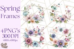 Spring Floral Frames and Borders PNG, Pastel Flower Clipart Product Image 1