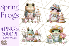Easter Frogs in Fancy Fits, Cute Spring Clipart Png Product Image 1