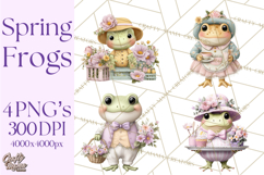 Easter Frogs in Fancy Fits, Cute Spring Clipart Png Product Image 1
