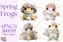 Easter Frogs in Fancy Fits, Cute Spring Clipart Png Product Image 1