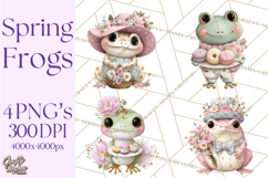 Easter Frogs in Fancy Fits, Cute Spring Clipart Png Product Image 1