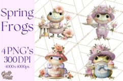 Easter Frogs in Fancy Fits, Cute Spring Clipart Png Product Image 1