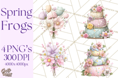 Easter Frogs in Fancy Fits, Cute Spring Clipart Png Product Image 1