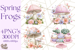 Easter Frogs in Fancy Fits, Cute Spring Clipart Png Product Image 1