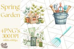 Spring Garden Tools Clipart, Cute Gardening Tools PNG Product Image 1