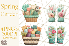 Spring Garden Tools Clipart, Cute Gardening Tools PNG Product Image 1