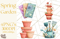 Spring Garden Tools Clipart, Cute Gardening Tools PNG Product Image 1