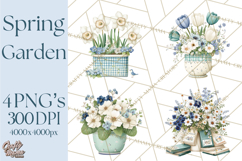 Spring Garden Clipart, Watering Cans, Flower Pots, Gardening Product Image 1