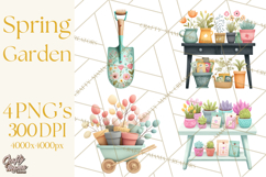 Spring Garden Tools Clipart, Cute Gardening Tools PNG Product Image 1