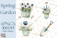 Spring Garden Clipart, Watering Cans, Flower Pots, Gardening Product Image 1