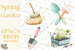 Spring Garden Tools Clipart, Cute Gardening Tools PNG Product Image 1