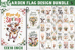 Spring Garden flag bundle | Funny cow and flowers Yard Flag Product Image 1