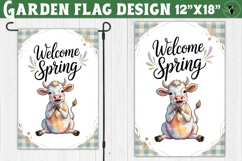 Spring Garden flag | Funny cow and flowers Yard Flag Product Image 1