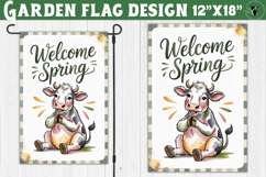 Spring Garden flag | Funny cow and flowers Yard Flag Product Image 1