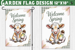 Spring Garden flag | Funny cow and flowers Yard Flag Product Image 1