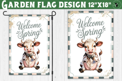 Spring Garden flag | Funny cow and flowers Yard Flag Product Image 1
