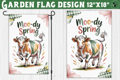Spring Garden flag | Funny cow and flowers Yard Flag Product Image 1