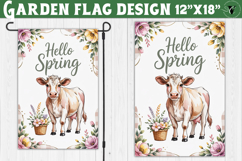 Spring Garden flag | Funny cow and flowers Yard Flag Product Image 1