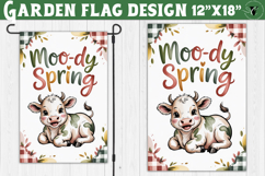 Spring Garden flag | Funny cow and flowers Yard Flag Product Image 1