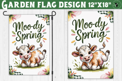 Spring Garden flag | Funny cow and flowers Yard Flag Product Image 1
