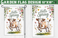 Spring Garden flag | Funny cow and flowers Yard Flag Product Image 1