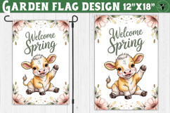 Spring Garden flag | Funny cow and flowers Yard Flag Product Image 1