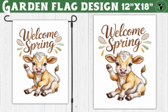 Spring Garden flag | Funny cow and flowers Yard Flag Product Image 1