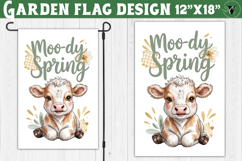 Spring Garden flag | Funny cow and flowers Yard Flag Product Image 1