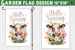 Spring Garden flag | Funny cow and flowers Yard Flag Product Image 1