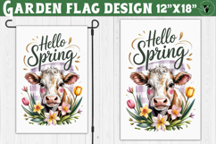 Spring Garden flag | Funny cow and flowers Yard Flag Product Image 1