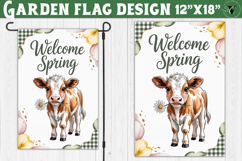 Spring Garden flag | Funny cow and flowers Yard Flag Product Image 1