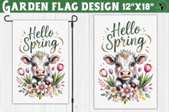 Spring Garden flag | Funny cow and flowers Yard Flag Product Image 1