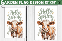 Spring Garden flag | Funny cow and flowers Yard Flag Product Image 1