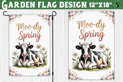 Spring Garden flag | Funny cow and flowers Yard Flag Product Image 1