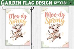 Spring Garden flag | Funny cow and flowers Yard Flag Product Image 1