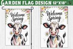 Spring Garden flag | Funny cow and flowers Yard Flag Product Image 1