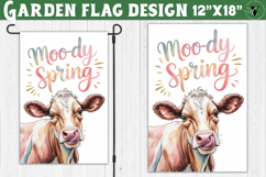 Spring Garden flag | Funny cow and flowers Yard Flag Product Image 1
