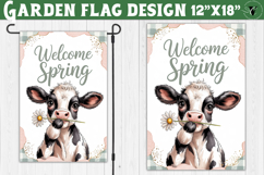 Spring Garden flag | Funny cow and flowers Yard Flag Product Image 1