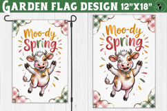 Spring Garden flag | Funny cow and flowers Yard Flag Product Image 1
