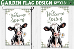 Spring Garden flag | Funny cow and flowers Yard Flag Product Image 1