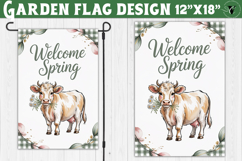 Spring Garden flag | Funny cow and flowers Yard Flag Product Image 1
