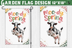 Spring Garden flag | Funny cow and flowers Yard Flag Product Image 1