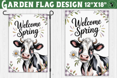 Spring Garden flag | Funny cow and flowers Yard Flag Product Image 1
