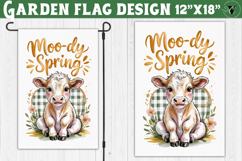 Spring Garden flag | Funny cow and flowers Yard Flag Product Image 1